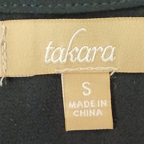 NWT Takara Tunic Top S Black Sheer 3/4 Sleeve Roll Tab Cuffs Hi Low - Picture 8 of 10